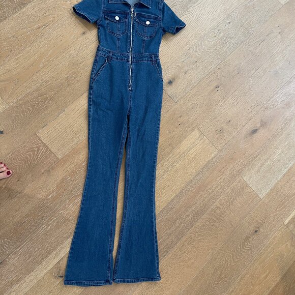Nasty Gal Jean Romper - Size 4 - Picture 2 of 5